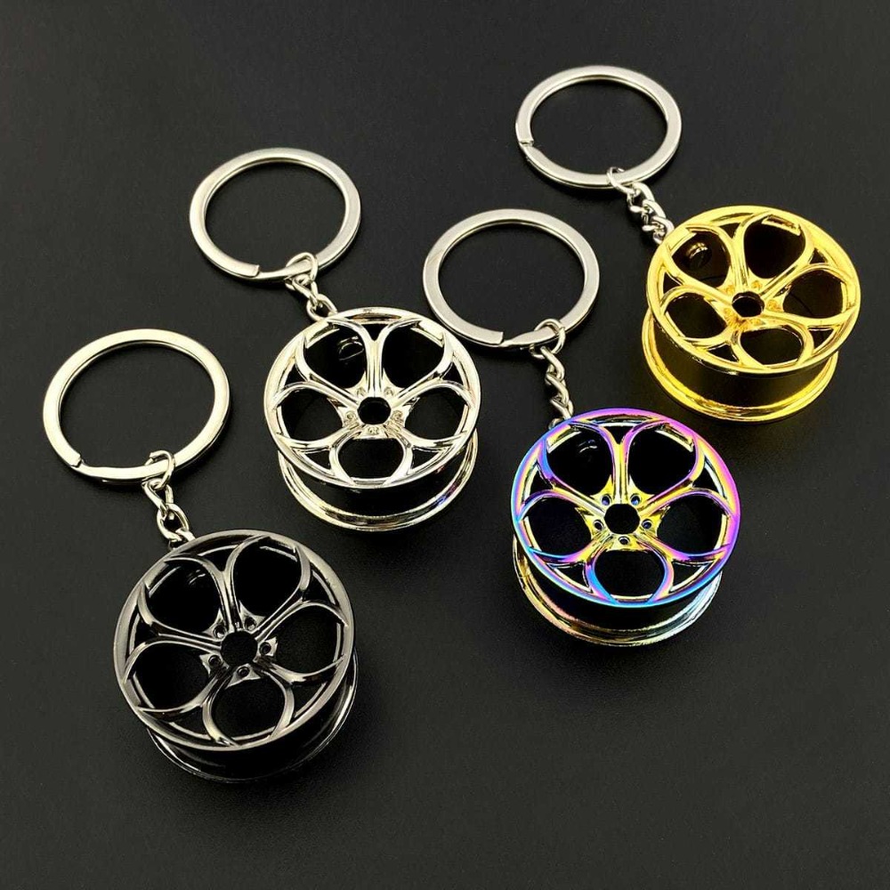 Men'S Yellow Accessories - NEW 4PC Creative Wheel Hub Keychain