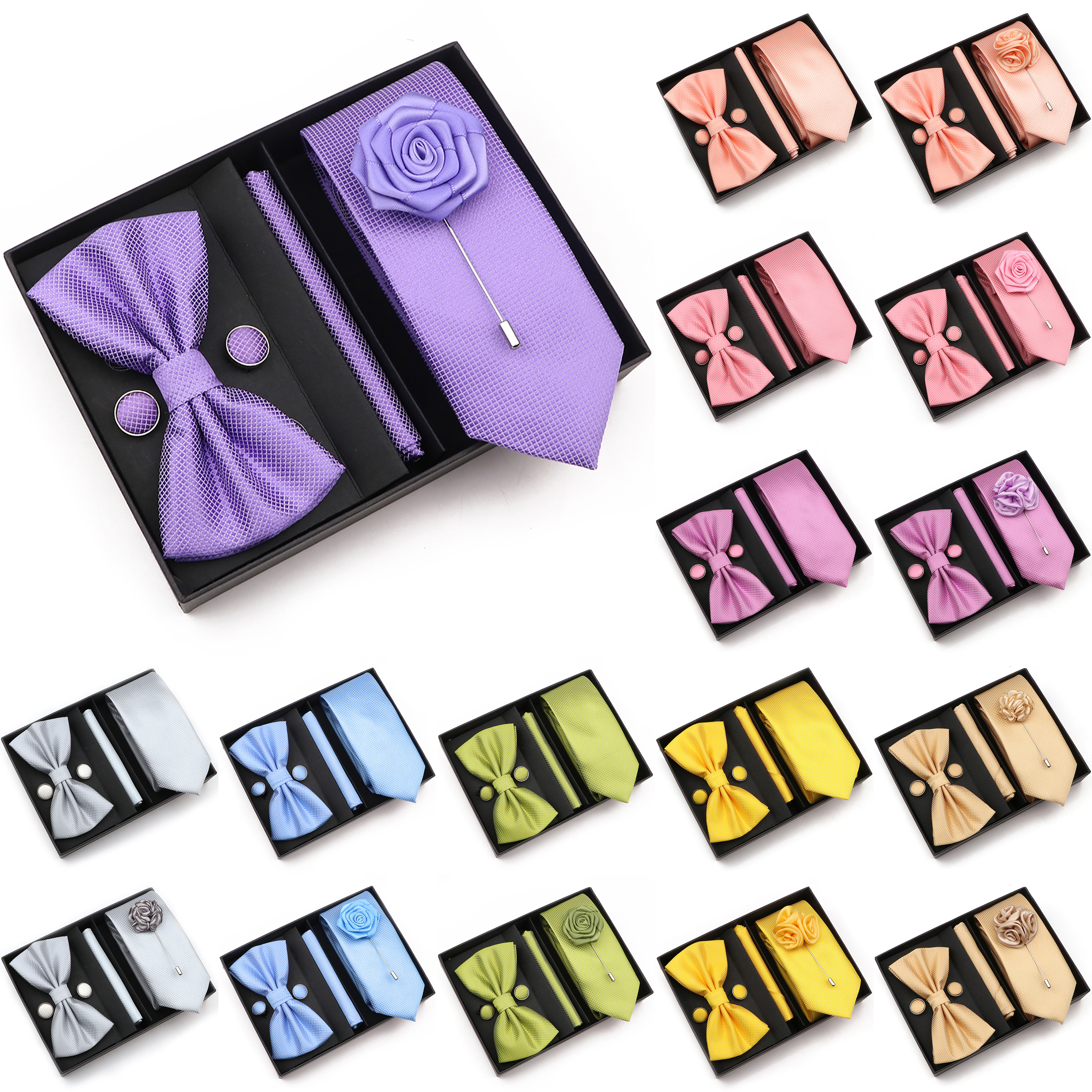 Cufflink Box Set - New Style Tie Set Solid Color