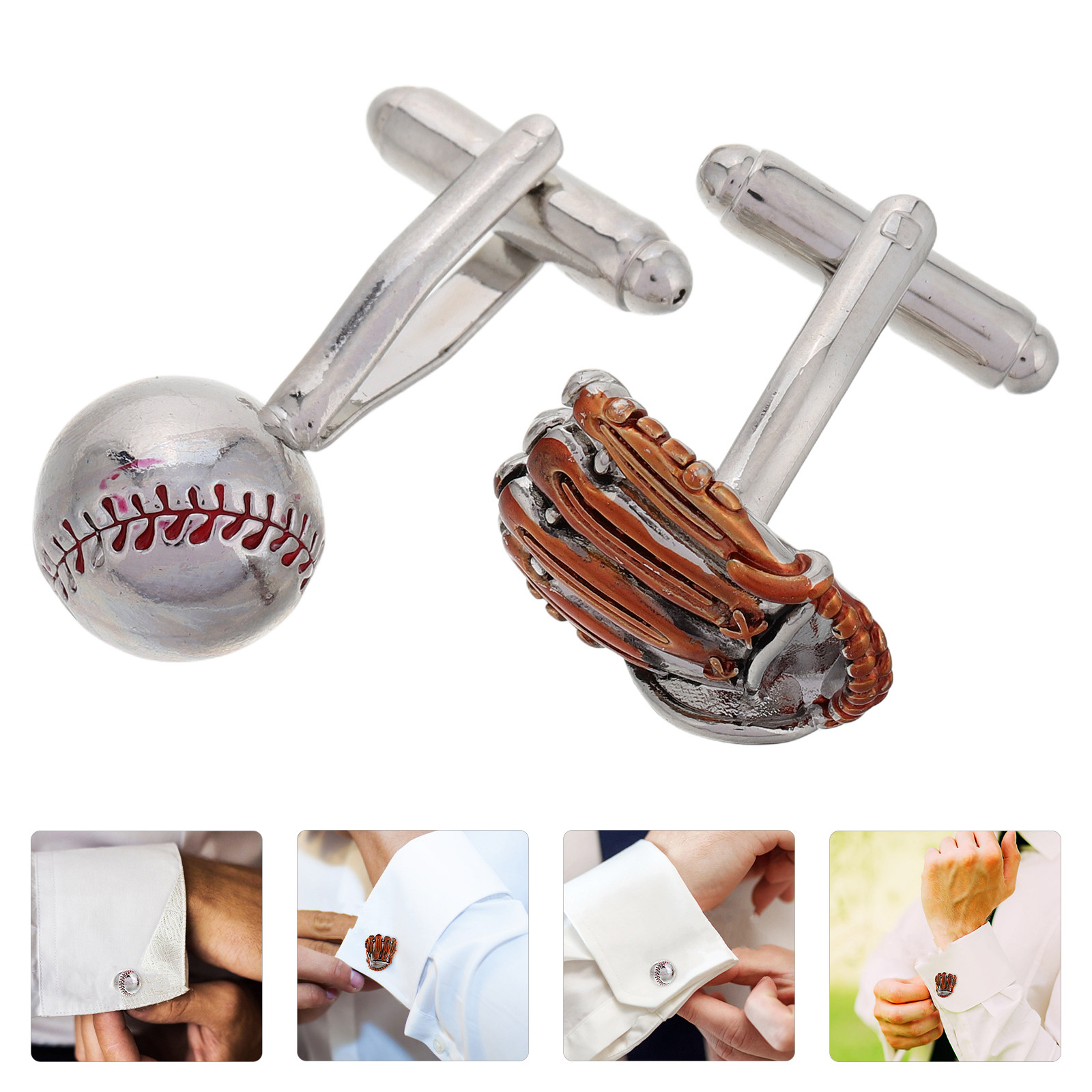 Men'S Accessories Coach - 1Pair Baseball Glove Cufflinks Men Suit