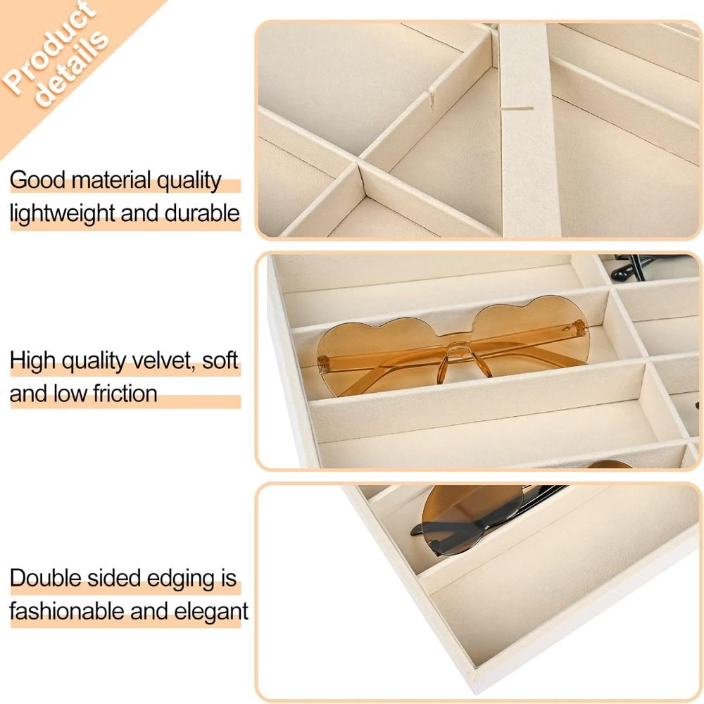 Men'S Accessories Organizer Tray - Beige Grey Sunglass Organizer Velvet Stackable