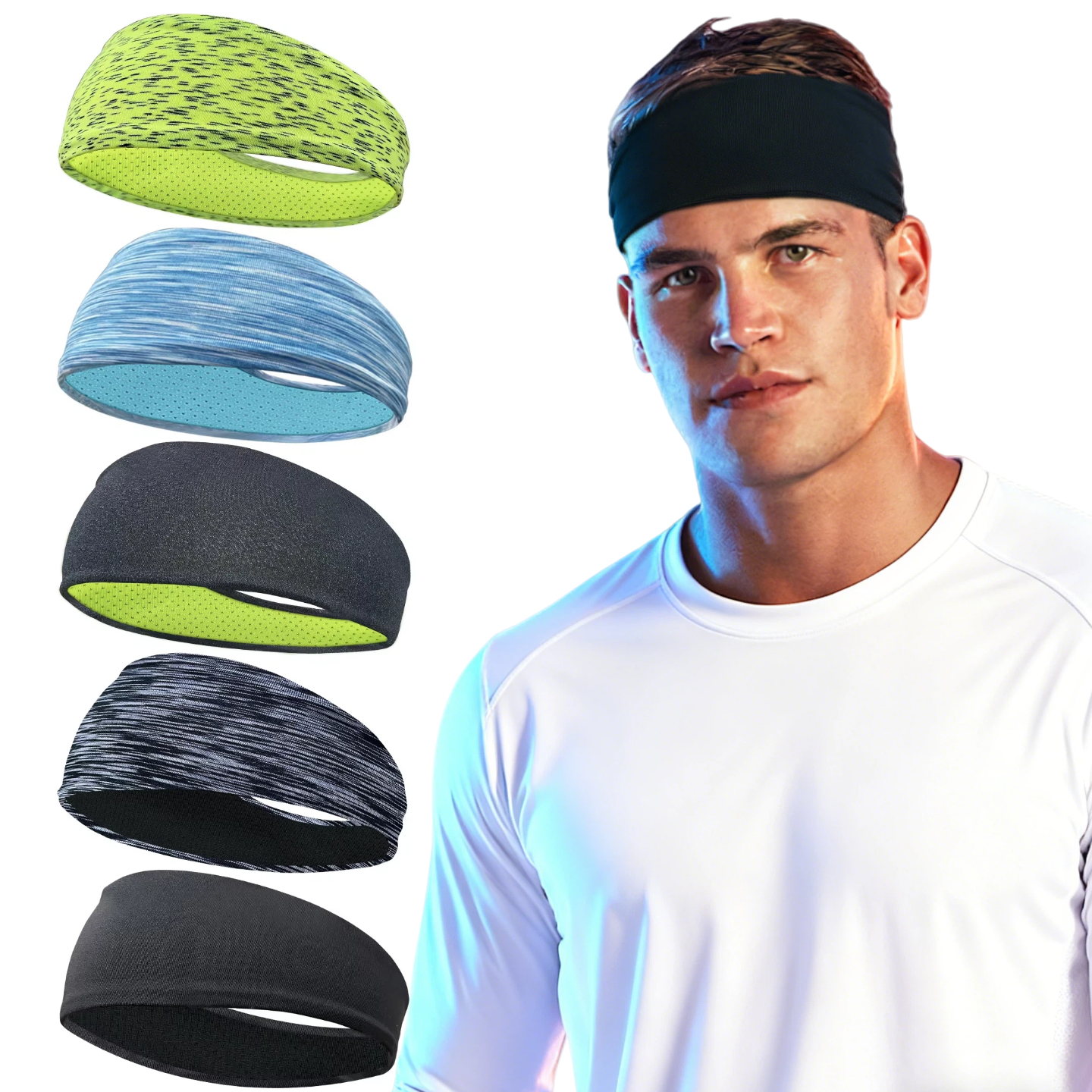 Men'S Yoga Accessories - 4/5pcs Sweatband for Men Women Elastic