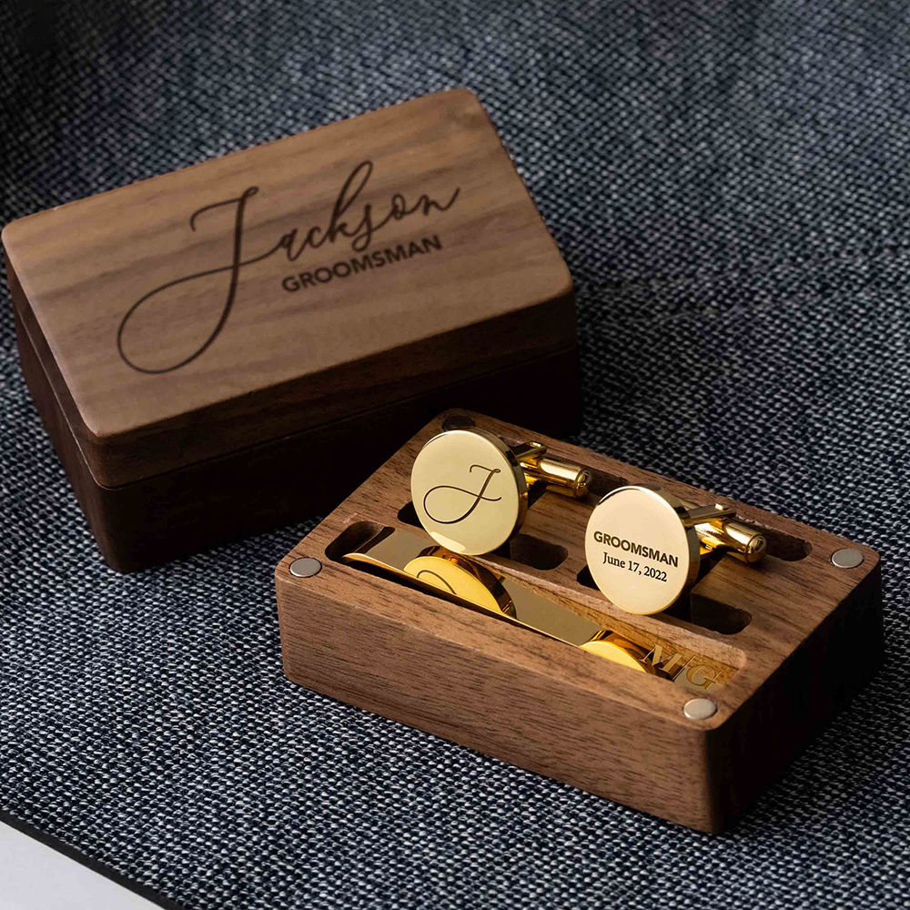 Cufflink Box Set - Custom Metal Cufflinks Tie Clip &