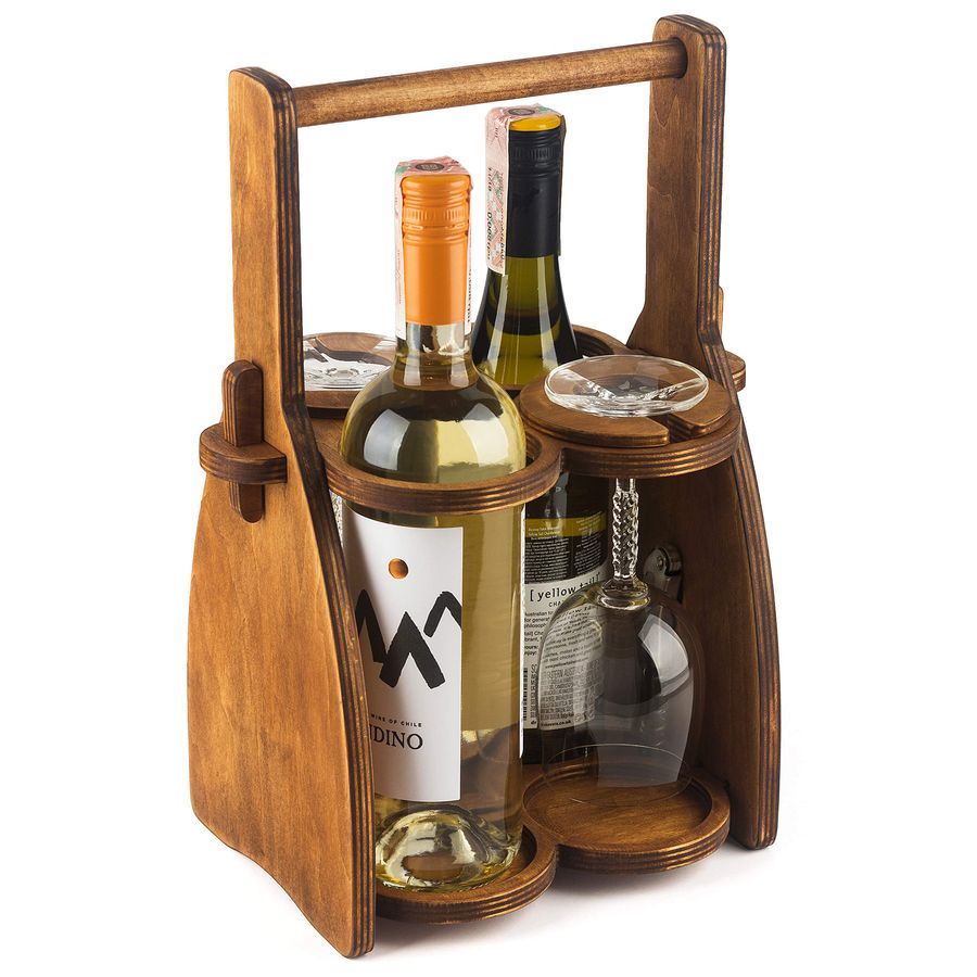 Wine Bottle and Glasses Caddy  - Men'S Accessories Organizer Tray review and price