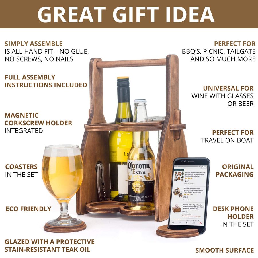 Wine Bottle and Glasses Caddy  - Men'S Accessories Organizer Tray review and price