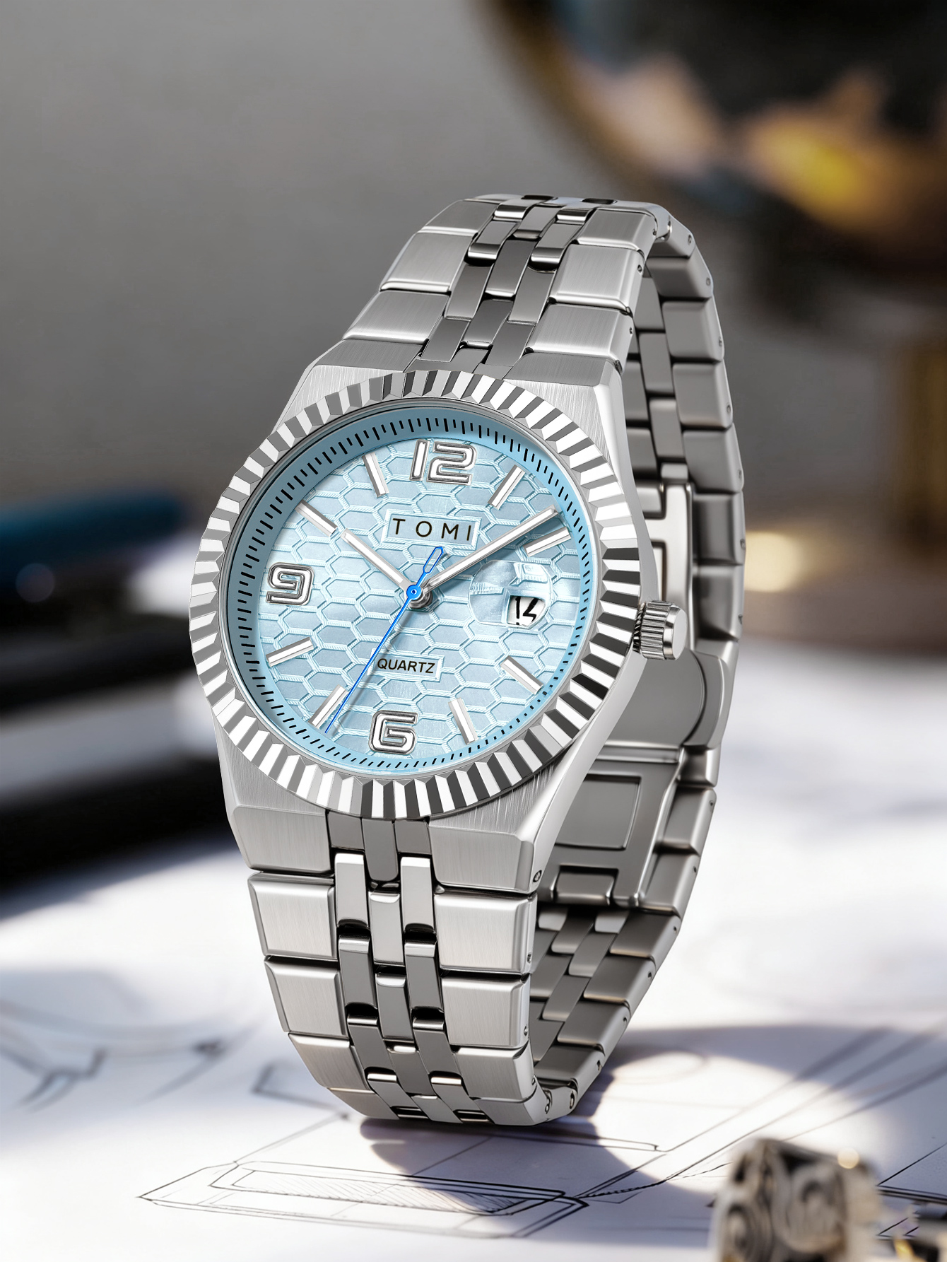 TOMI Luxury Men's Watch Steel  - Cufflink Box Set review and price