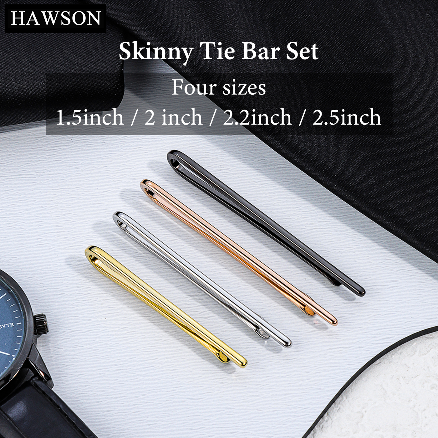 HAWSON Tie Clips for Men 4Pcs  - Cufflink Box Set review and price
