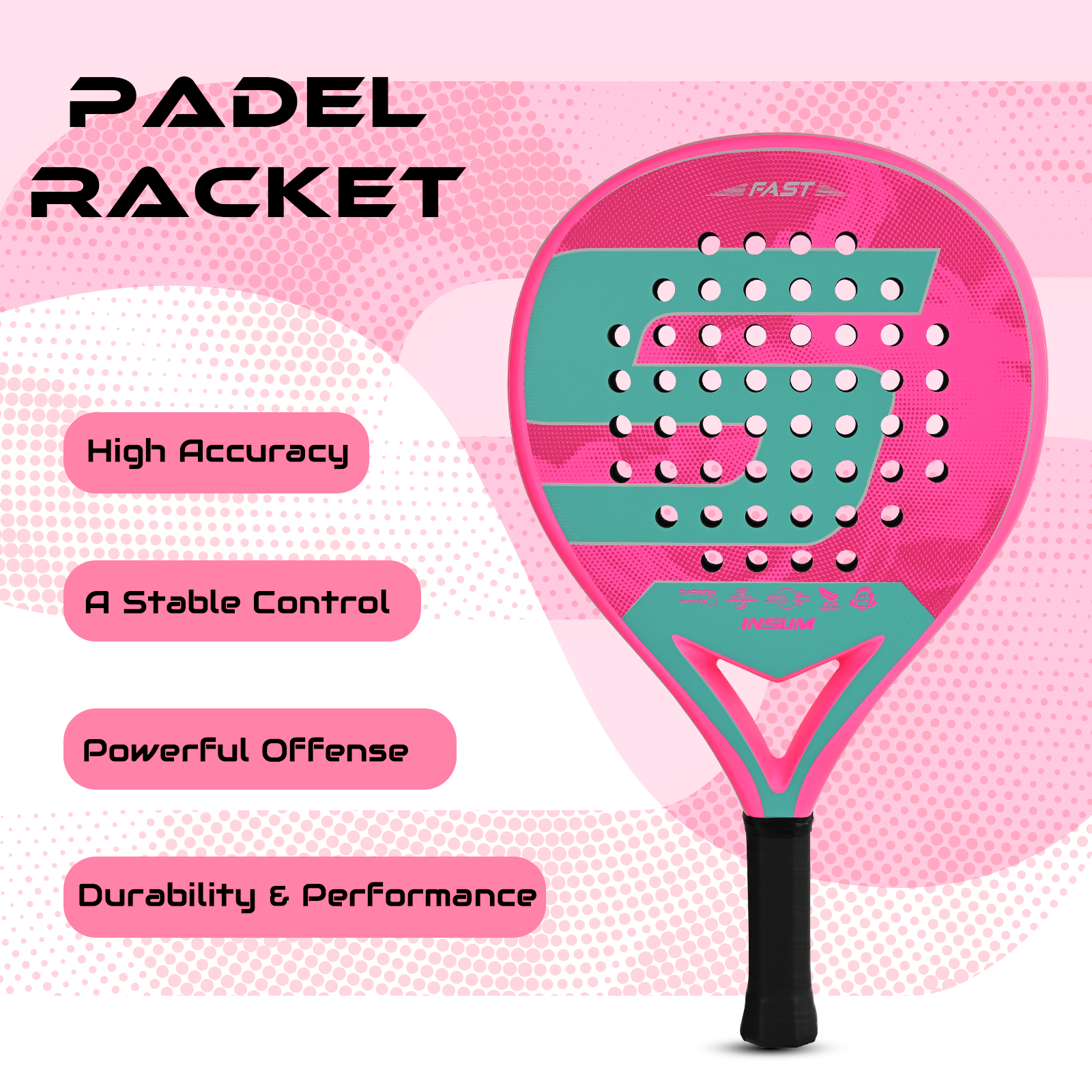 Padel Racket Full Carbon Padel - Men Accessories Tips review and price