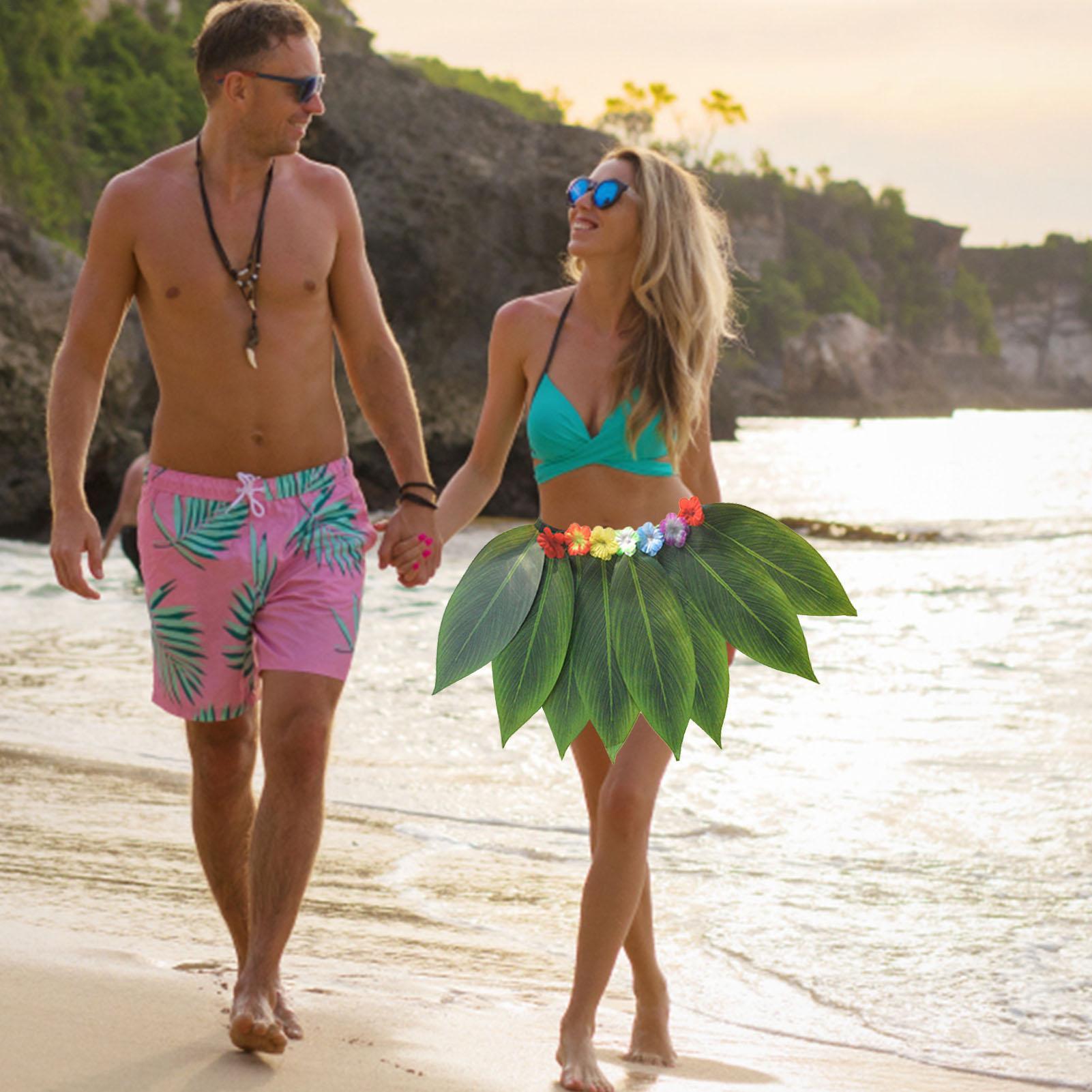Hawaiian Green Leafs Skirt Bea - Men Accessories For Beach review and price